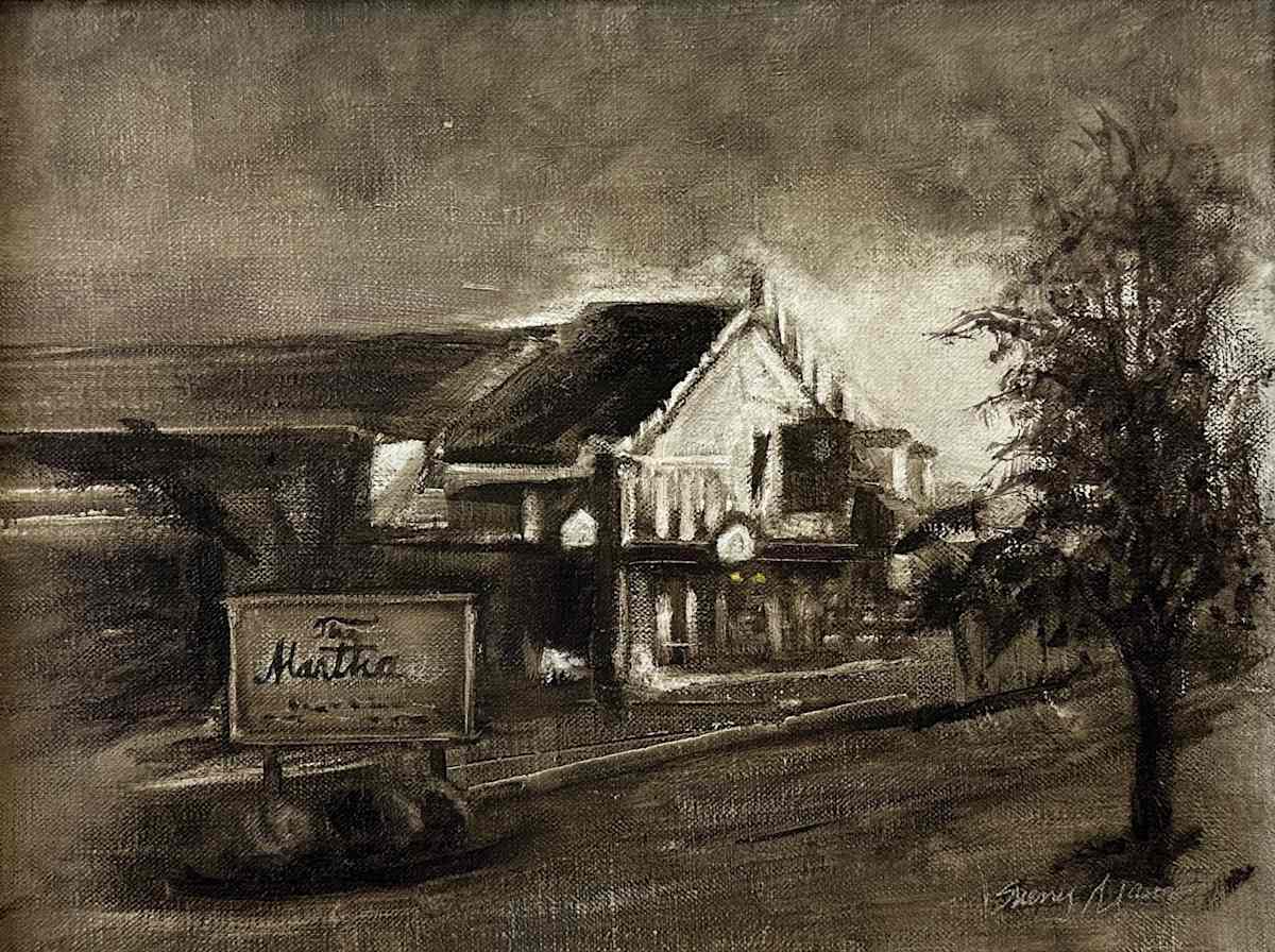 Morning at The Martha and Barter Theatre, Quick Paint Plein Air by Sherry Mason  Image: "Morning at The Martha and Barter Theatre, Quick Paint Plein Air", 9" x 12", original oil on panel, © 2023 by Sherry Mason