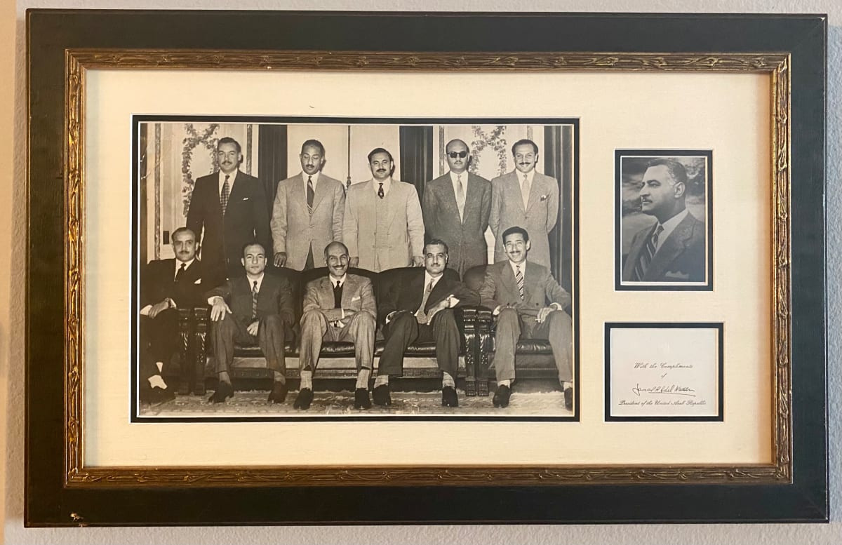 President Nassar of Egypt with his Cabinet, solo photo and signature card 