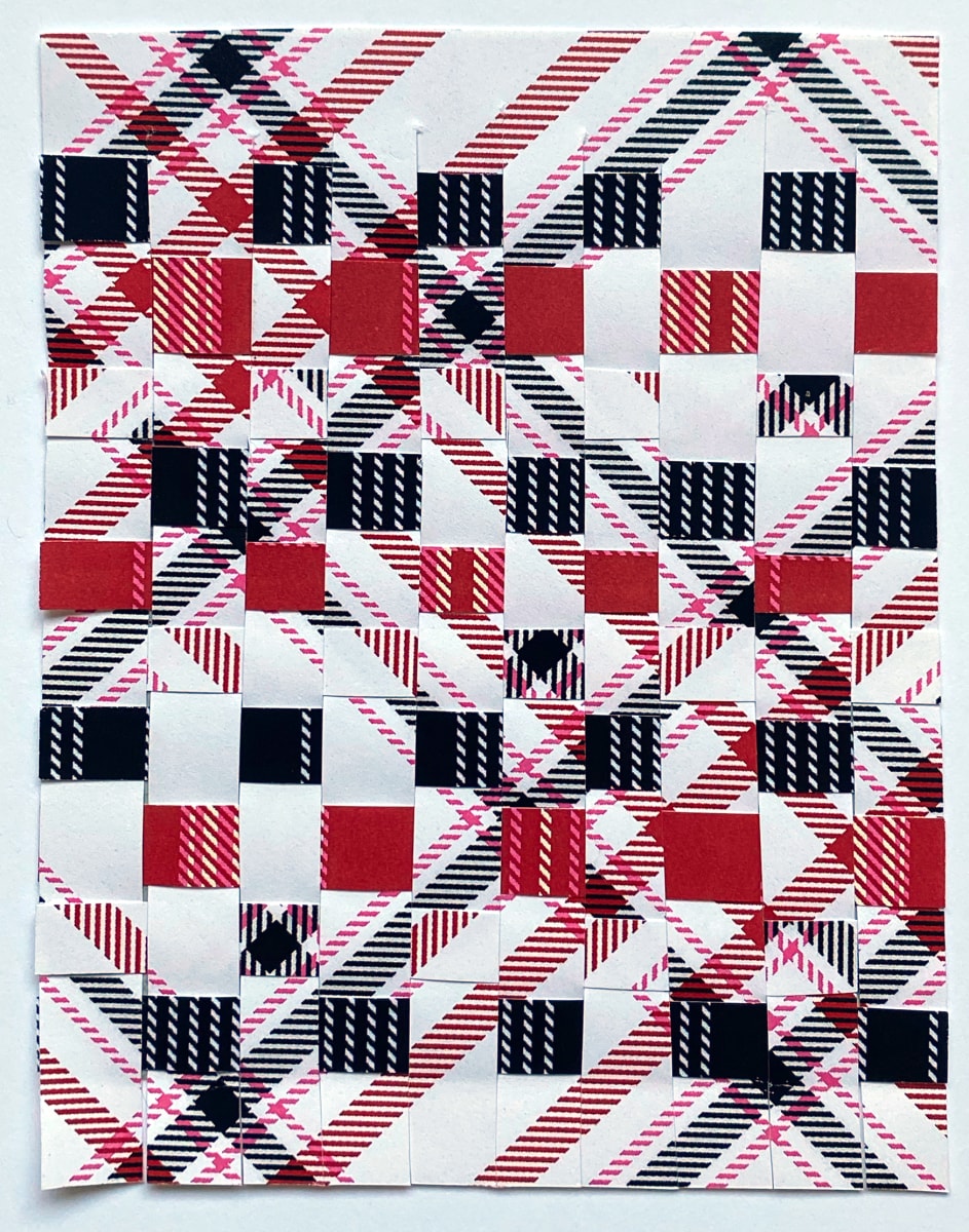 White Plaid Bias Detritus Weave by Anne M Bray 