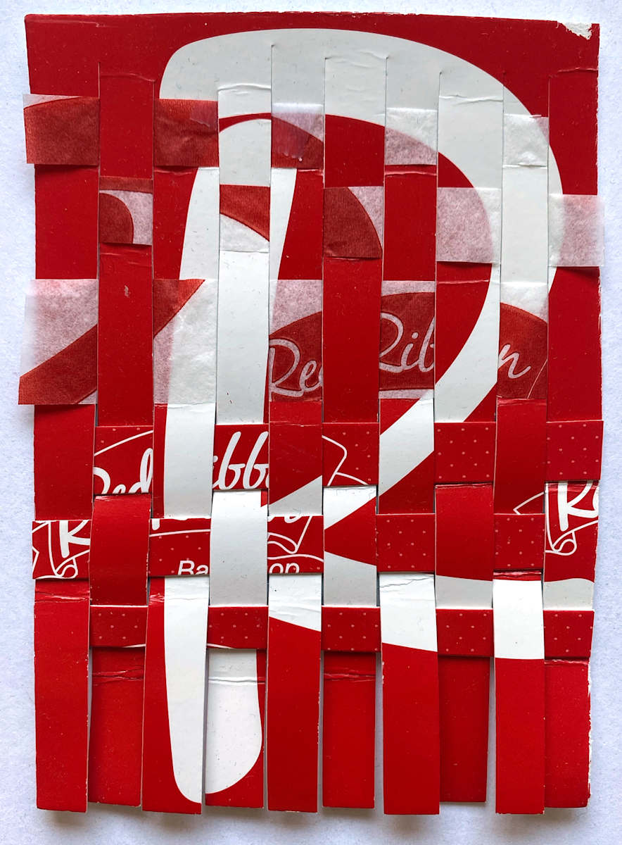 Red Ribbon Detritus Weave by Anne M Bray, Image 1.