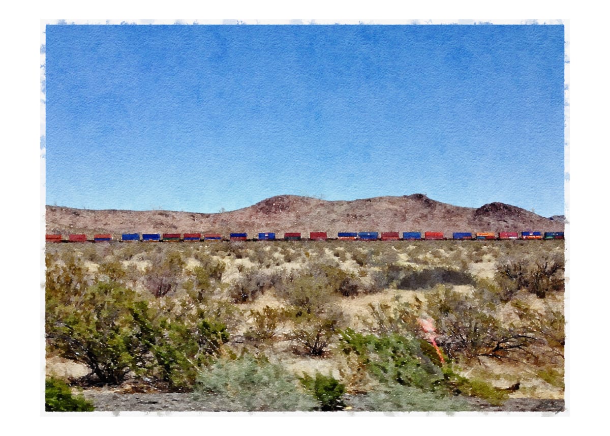 Train, I-10, Arizona by Anne M Bray 