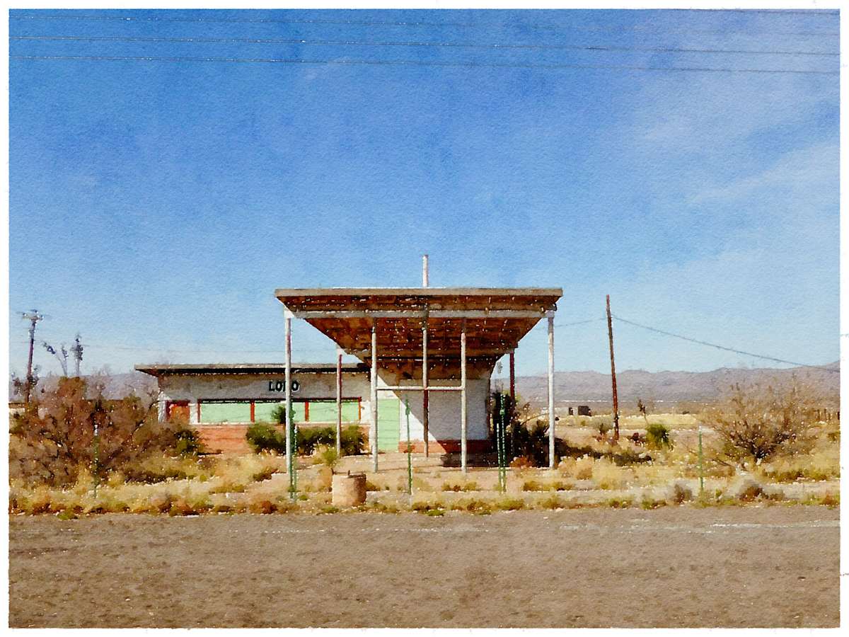 Old Gas Station, US90, Texas by Anne M Bray 