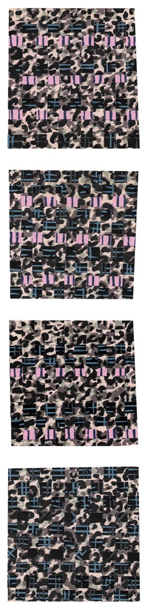 Leopard x Black and Blue Plaid x Painted Pink Stripe by Anne M Bray 