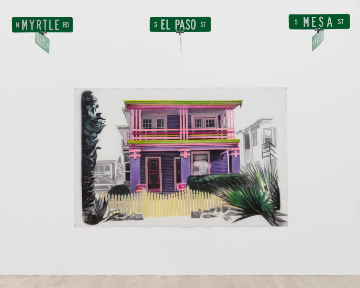 Lana Baja [Wool Goes Down] by Celia Álvarez Muñoz  Image: Celia Álvarez Muñoz, Lana Baja [Wool Goes Down], 1988. Airbrushed acrylic and graphite on unstretched canvas. Gift in Memory of Pauline and Stanley Foster, 2019.37. Photography: Daniel Lang