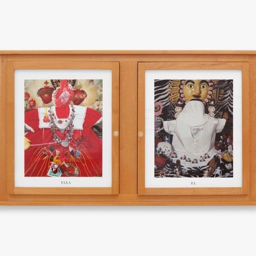 Ella y El [She and He] by Celia Álvarez Muñoz  Image: Celia Álvarez Muñoz, Ella y El [She and He], 1989. Rock maple cabinet, mixed media, and Cibachrome prints. Courtesy of the artist. Photography: Daniel Lang