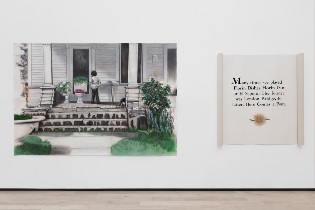 Duchamp Baños [Duchamp Restrooms] from Postales series by Celia Álvarez Muñoz  Image: Celia Álvarez Muñoz, Duchamp Baños [Duchamp Restrooms] from Postales series, 1988. Acrylic airbrushed on canvas and street signs. Courtesy of the artist. Photography: Daniel Lang
