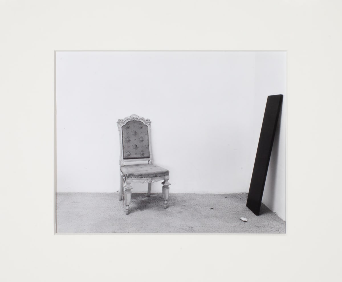 Wall Site (old chair & black wood board) by Leland Rice 