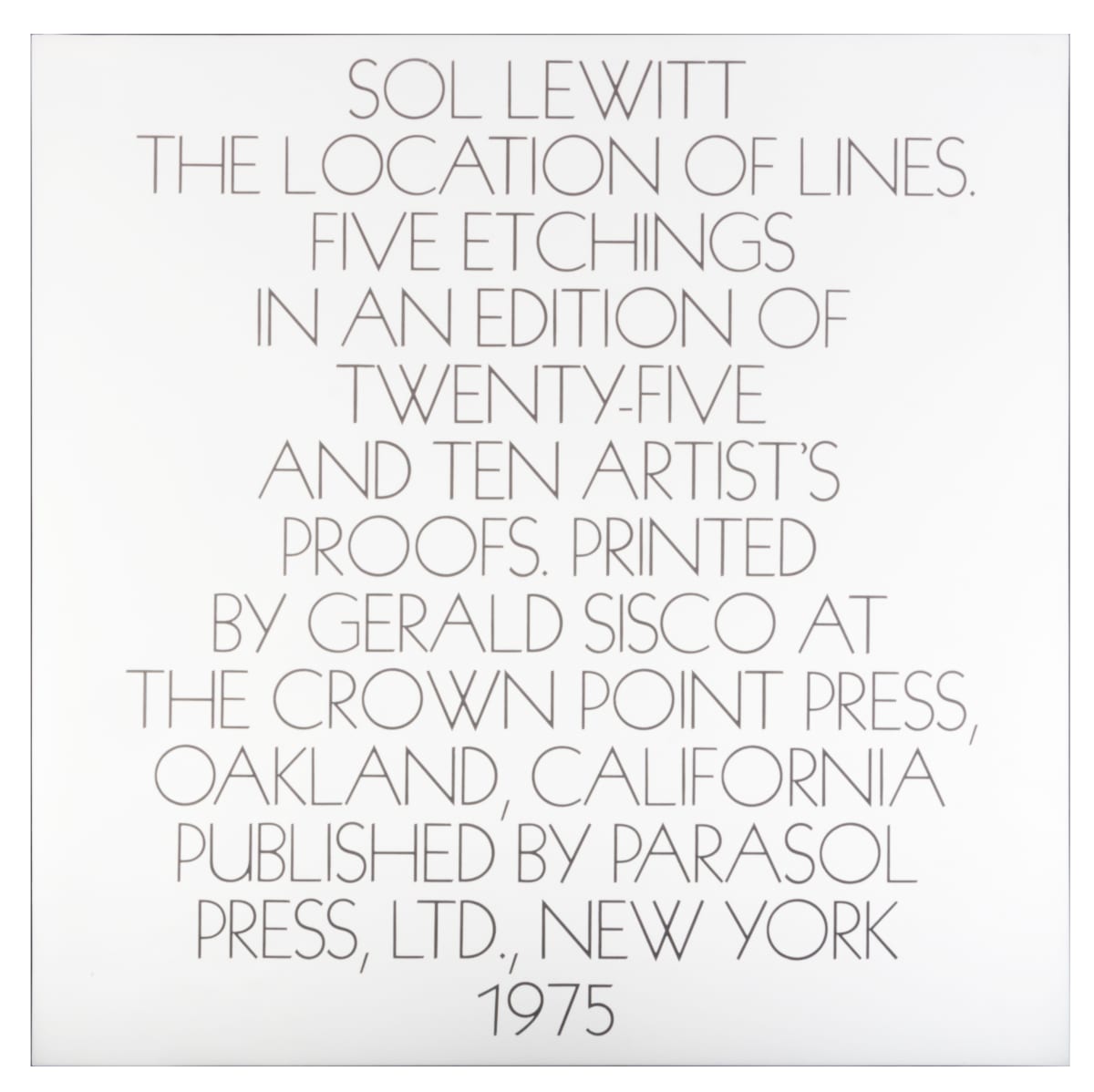 The Location of Lines (Title Page) by Sol LeWitt 