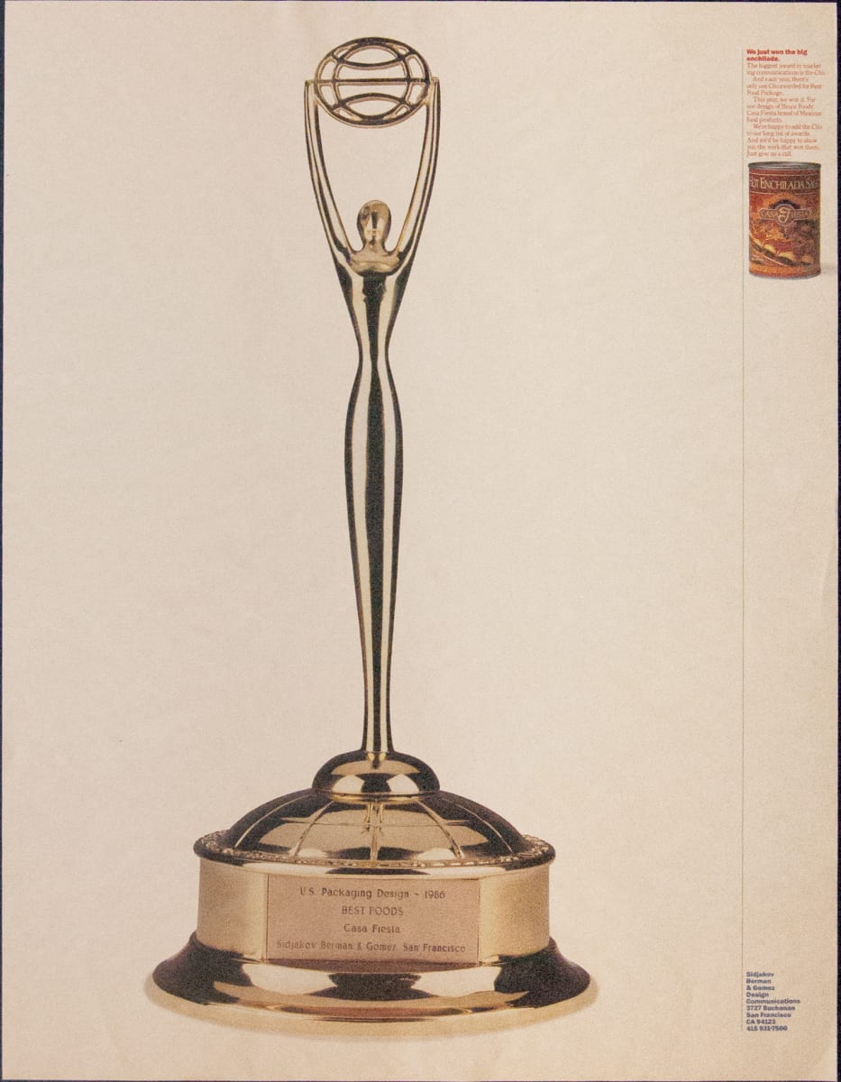 U.S. Packaging Design Award 1986 by Unknown, honoring Sidjakov, Berman, Gomez Design 