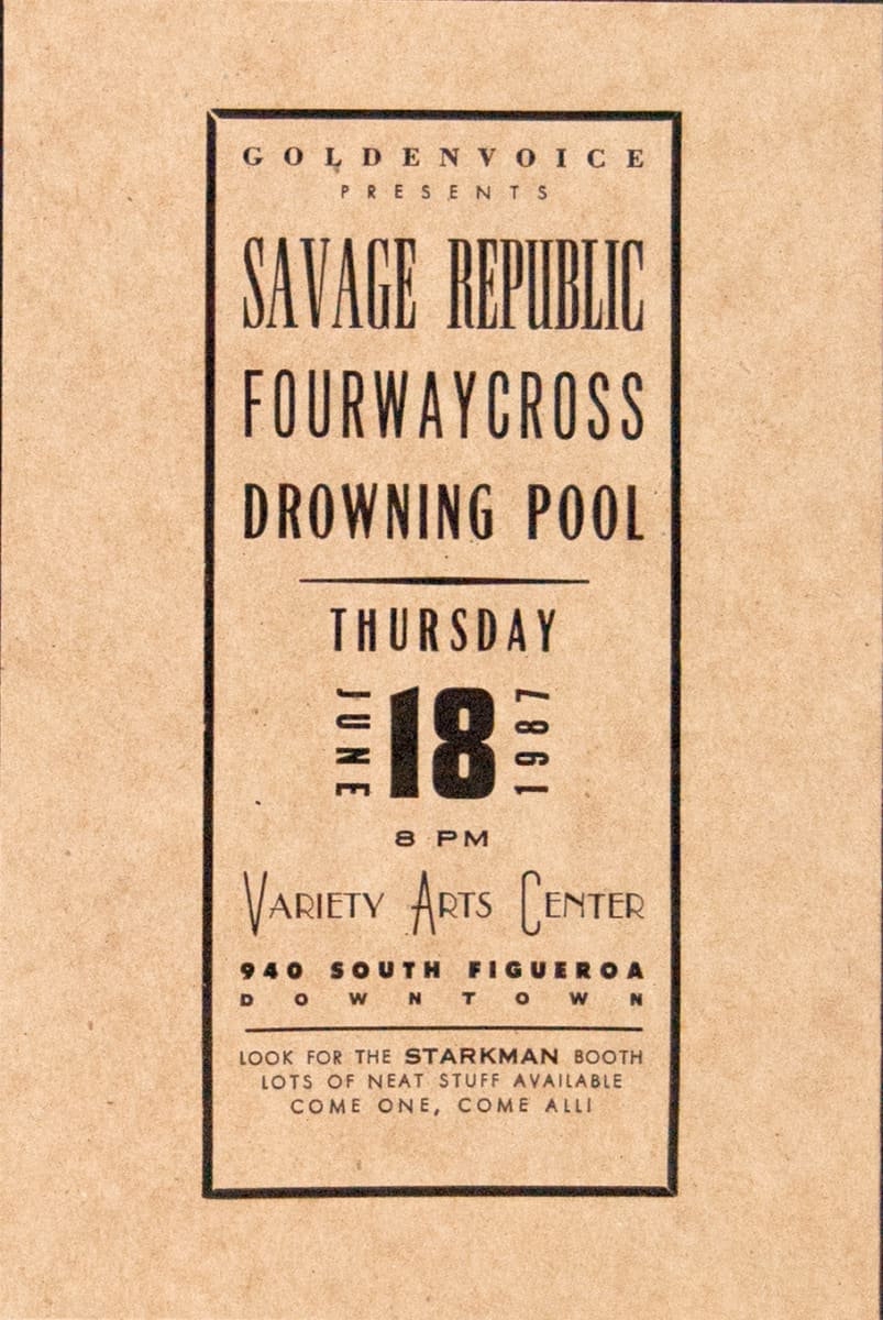 Savage Republic Flyer (18 June 1987) by Bruce Licher 