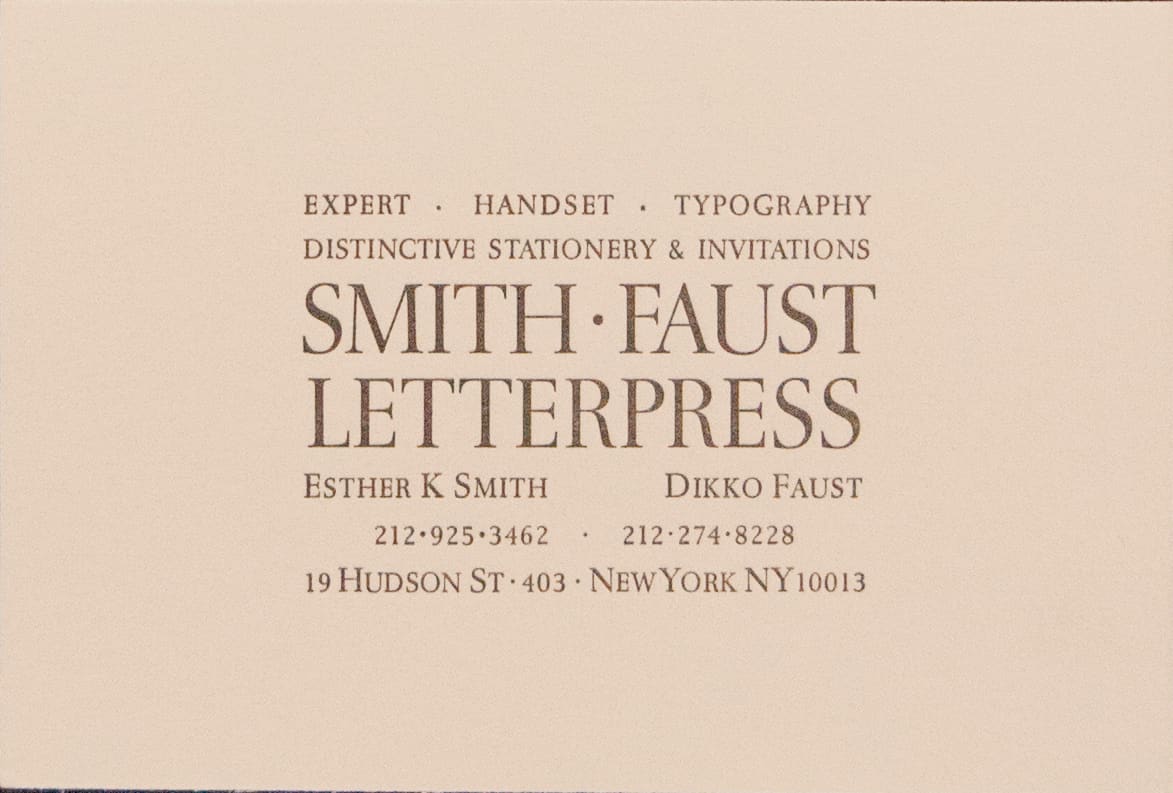 Smith-Faust Letterpress by Esther K Smith Dikko Faust 