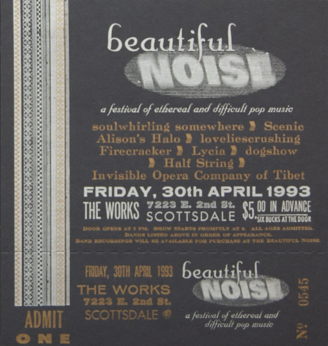 Beautiful Noise Ticket by Bruce Licher 