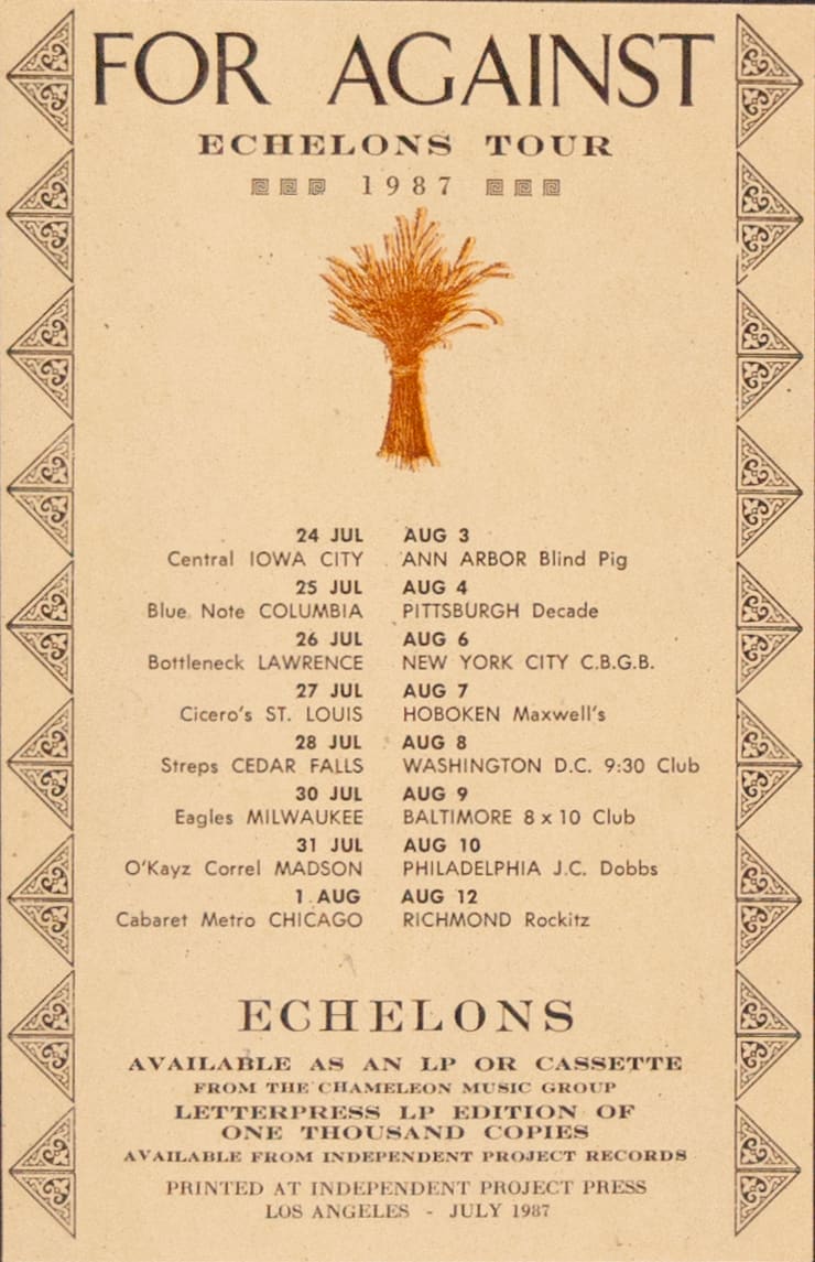 For Against Echelons (Tour Postcard) by Bruce Licher 