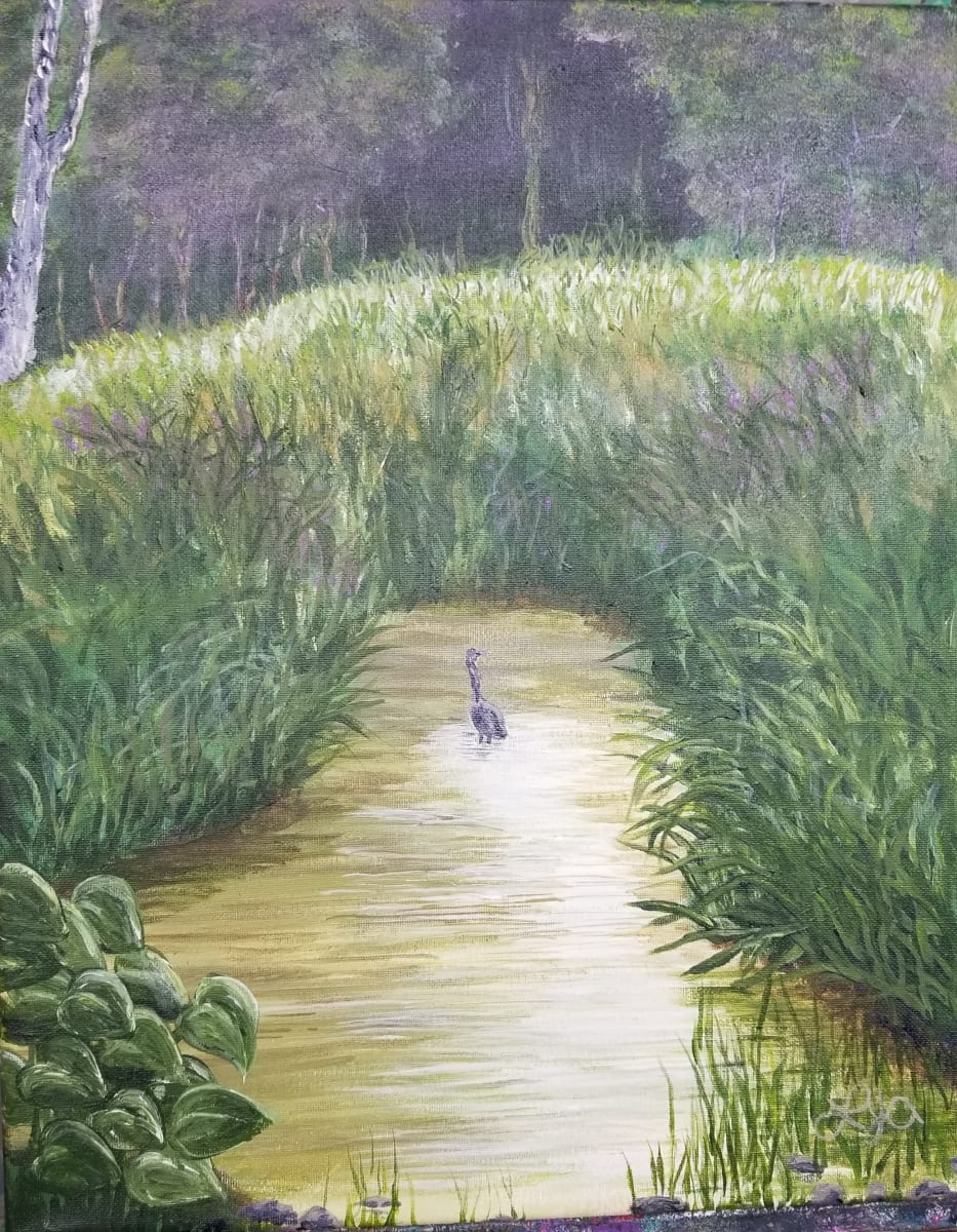 Bird in a creek by Larry Alexis the junkart dog 