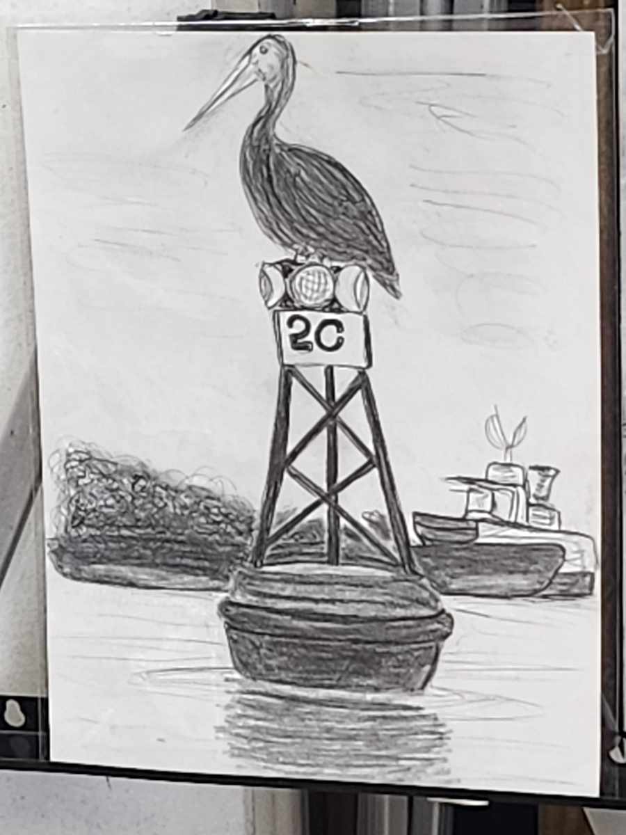 Bird on a Buoy by Larry Alexis the junkart dog 