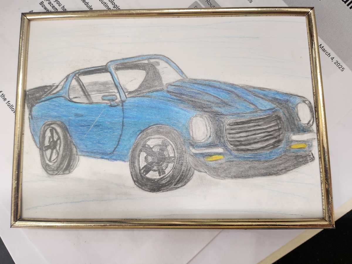 Blue Camaro by Larry Alexis the junkart dog, Image 1.