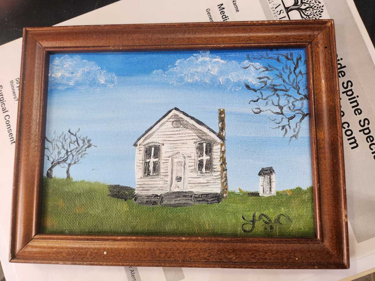 Cabin in a Field by Larry Alexis the junkart dog 