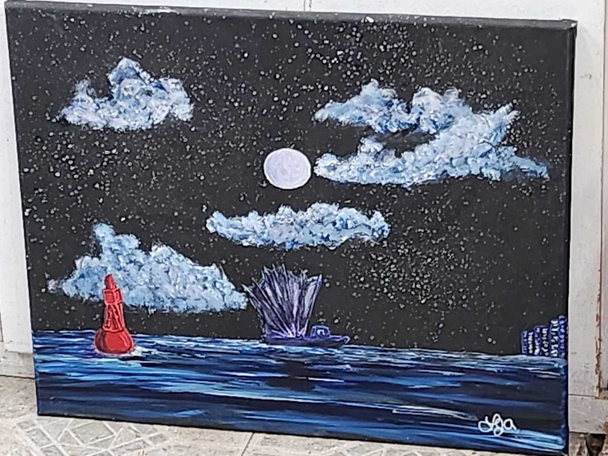 Night Fishing by Larry Alexis the junkart dog 