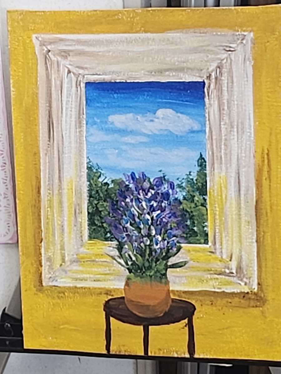 Tan Vase in a Window by Larry Alexis the junkart dog 