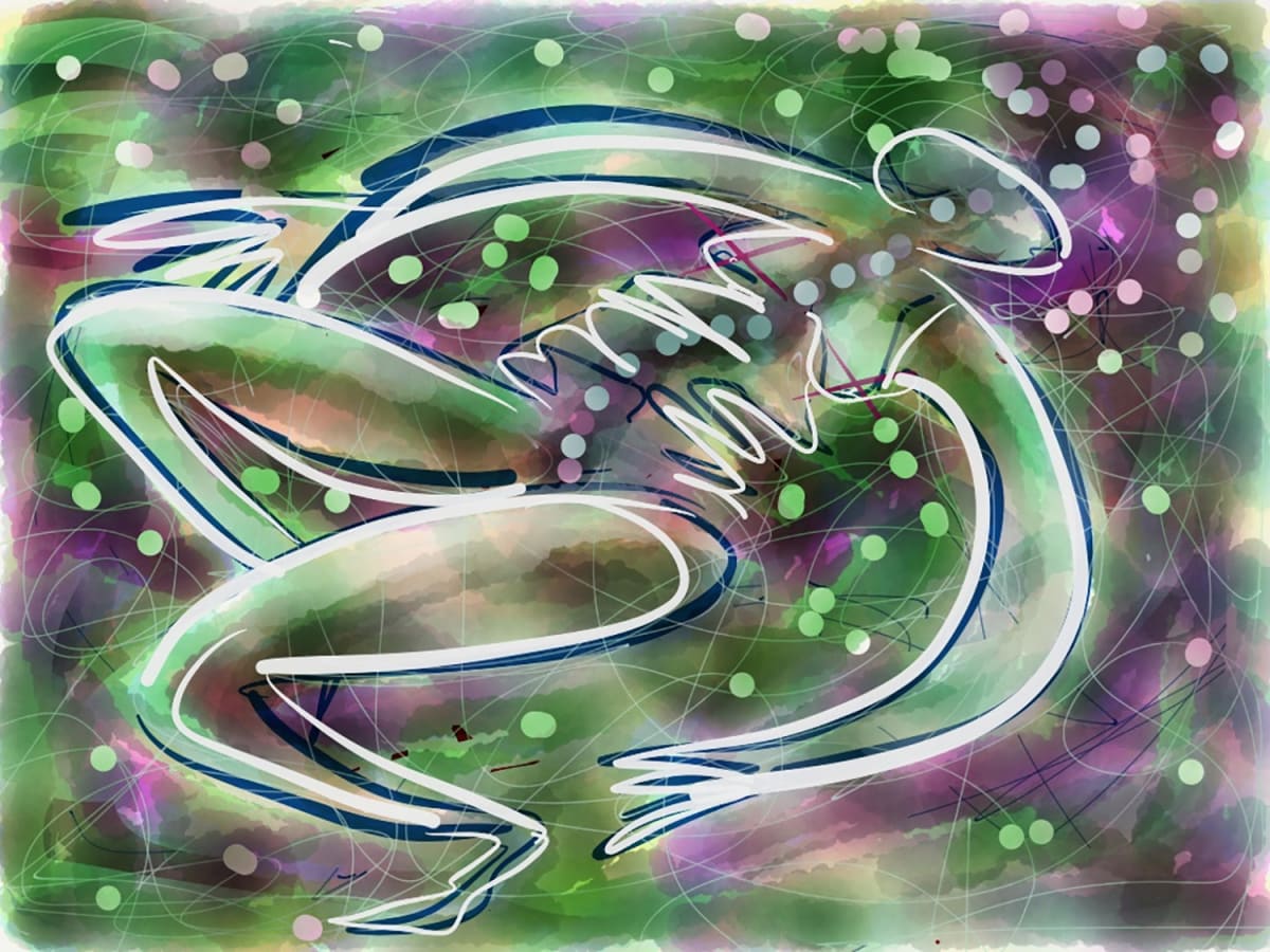 White Figure (purple, green) 