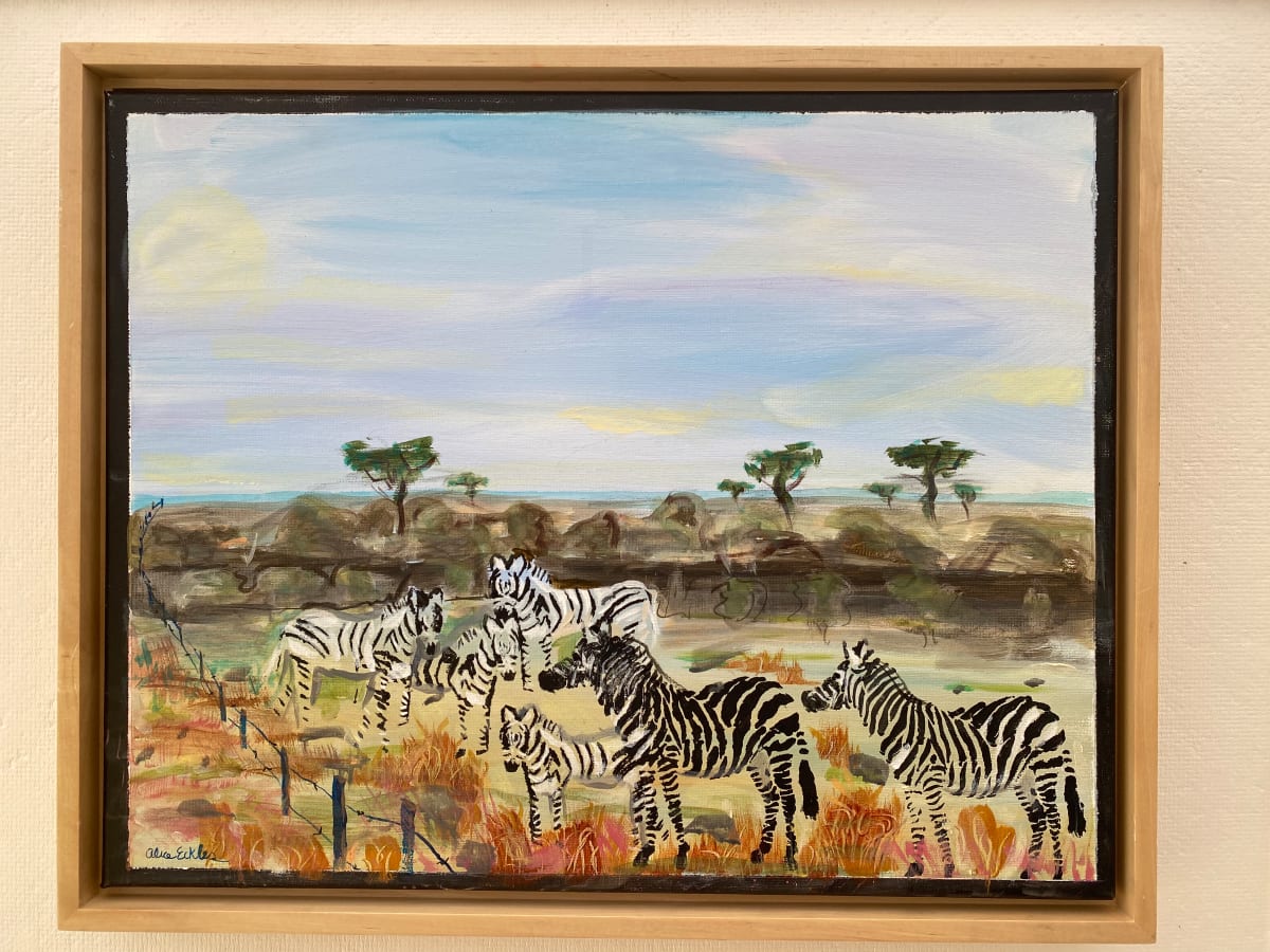 Zebras with fence by Alice Eckles 