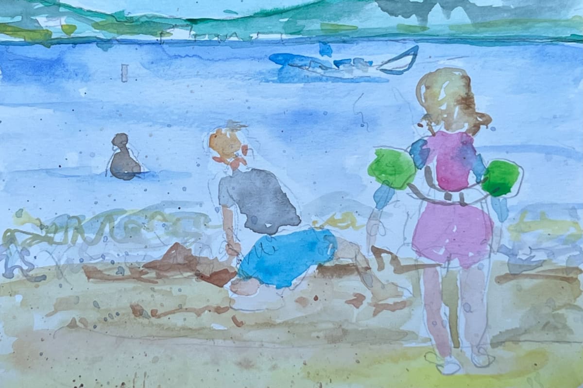 At the lake with friends grandchildren by Alice Eckles 
