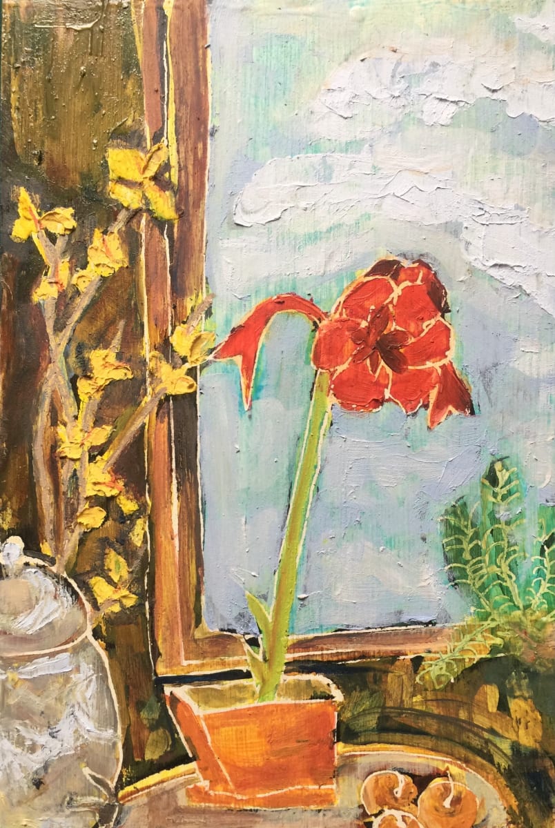 Amaryllis in window by Alice Eckles 