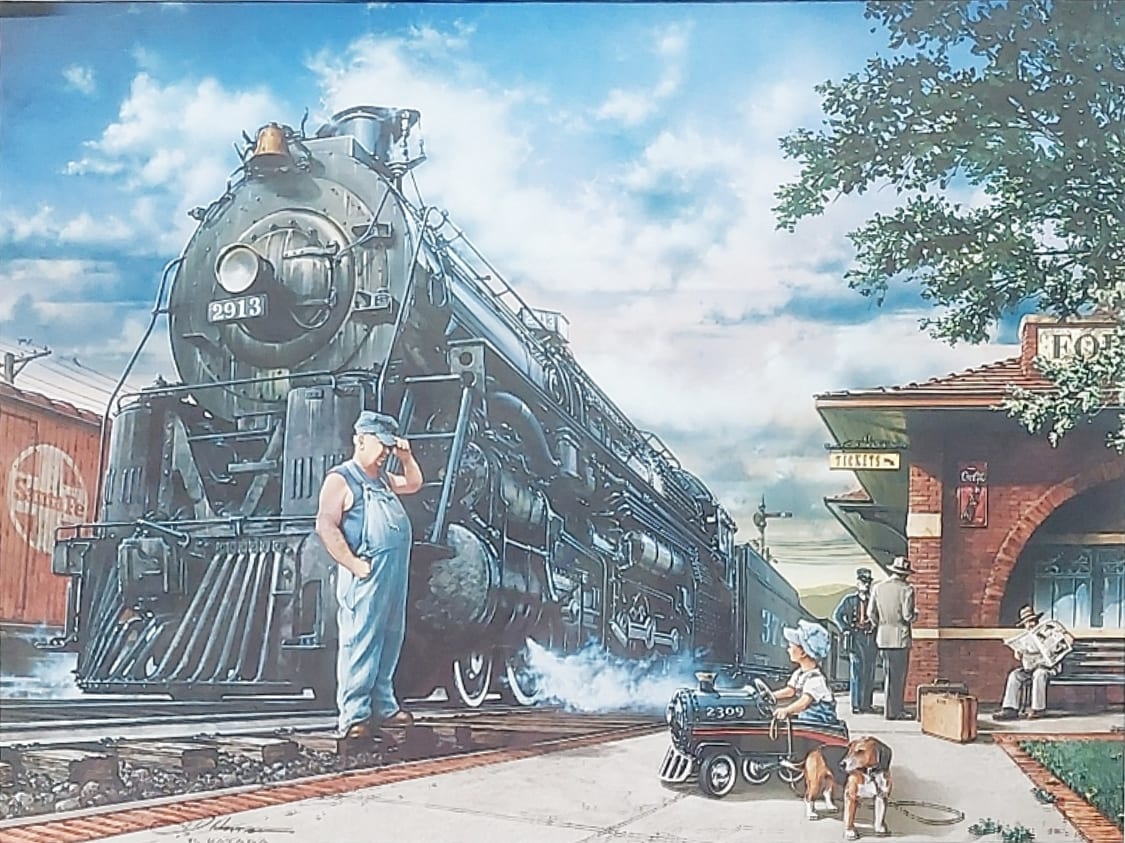 Vintage Train Scene by Dan Hatala, Image 1.
