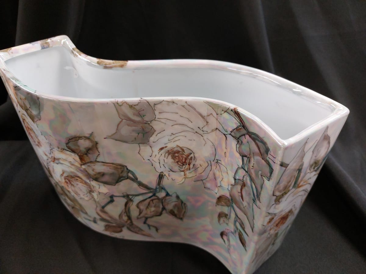 Hand Painted Porcelain Vessel by Donna Guy 