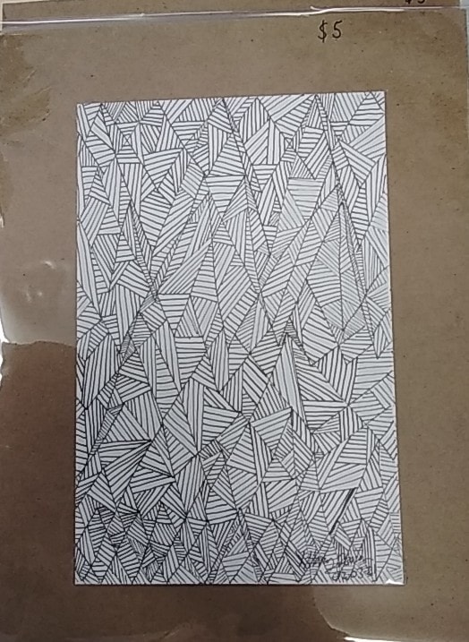 Abstract triangles in pen by Mary Pena 