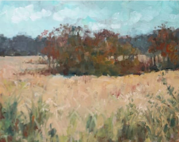 Harvested Field by Carlene Dingman Atwater  Image: DESCRIPTION: painted plein air at Wilson Lake. Frame from JFM