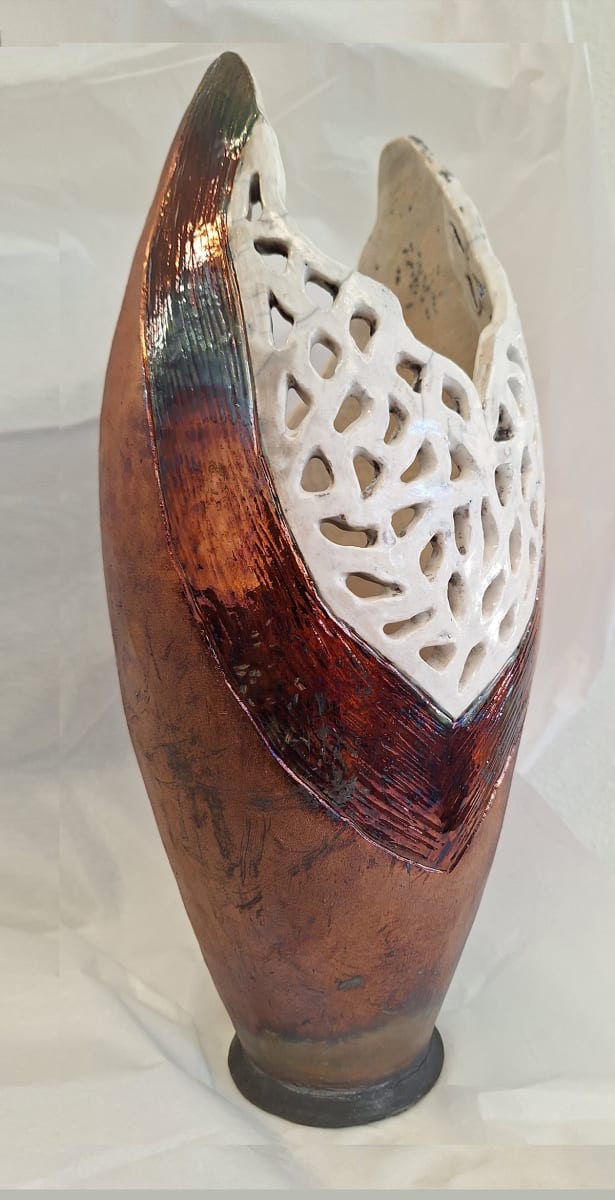 Raku pottery piece by Lillian Rubin, Image 1.