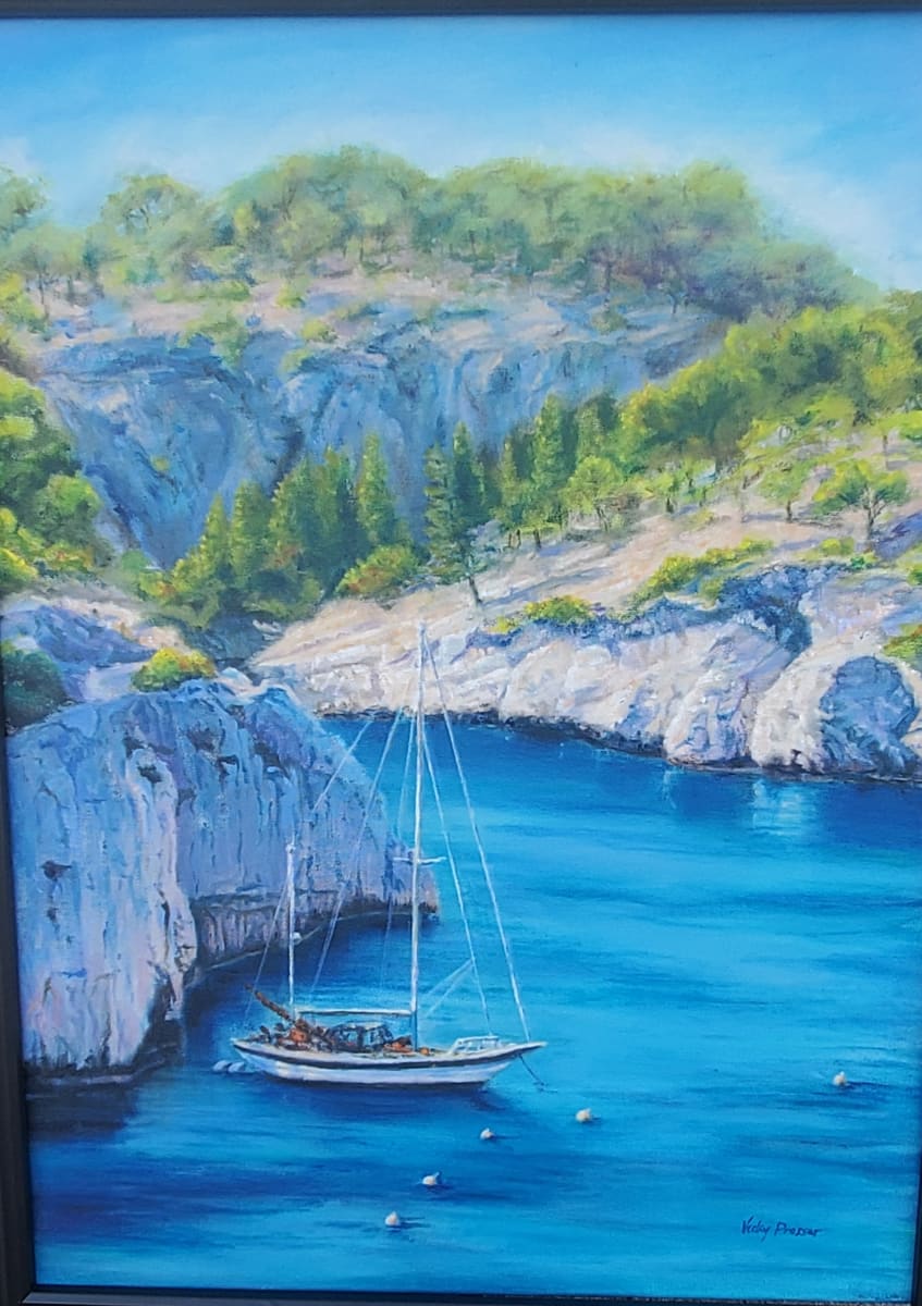 Sailboat in Cassis by Vicky Prosser, Image 1.