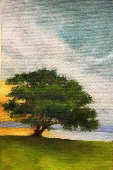 Little Tree Oil Sketch by Nefretete Rasheed  Image: First oil practice