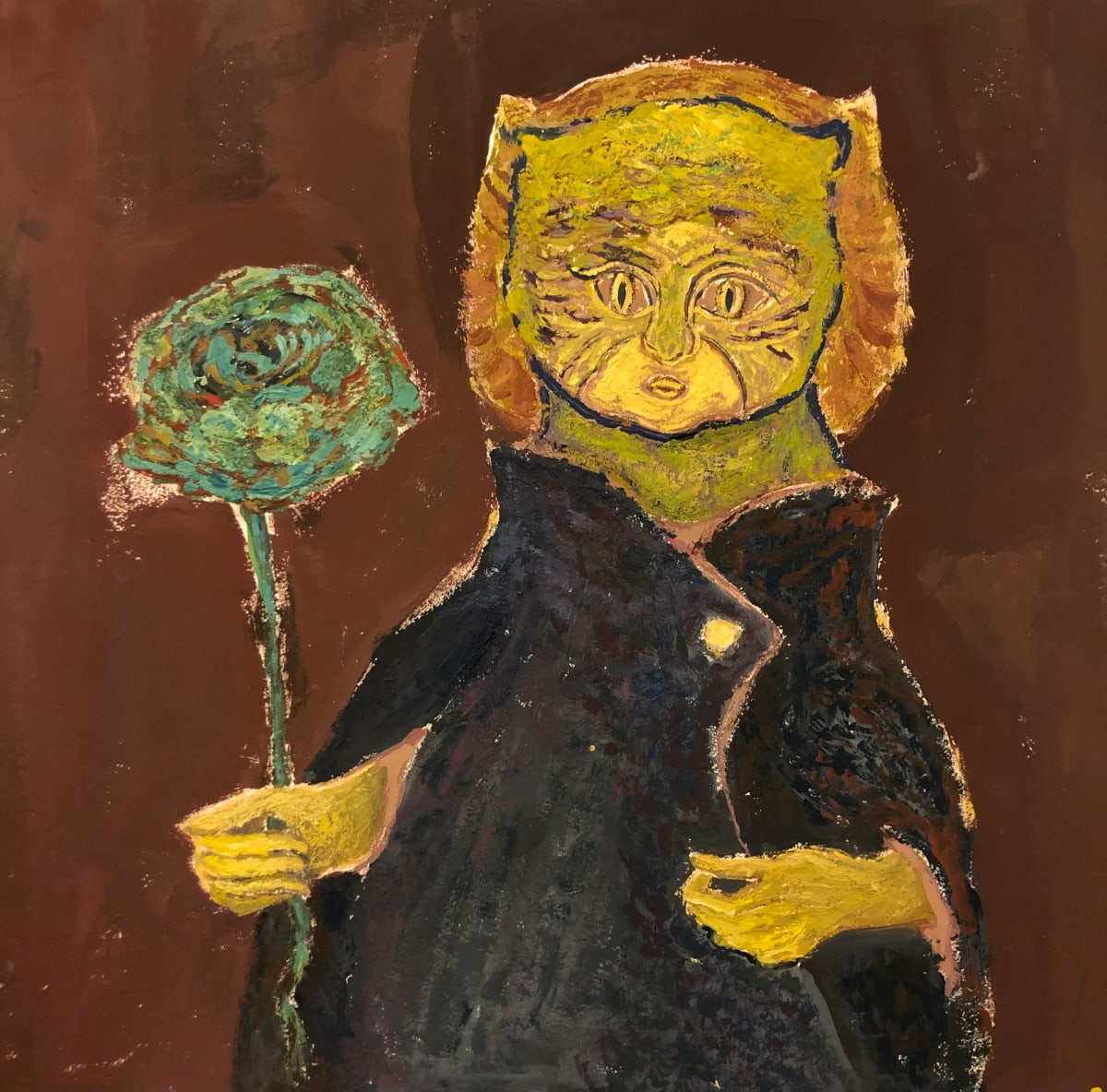 Cat with Ranunoulus by Chen YiYu 