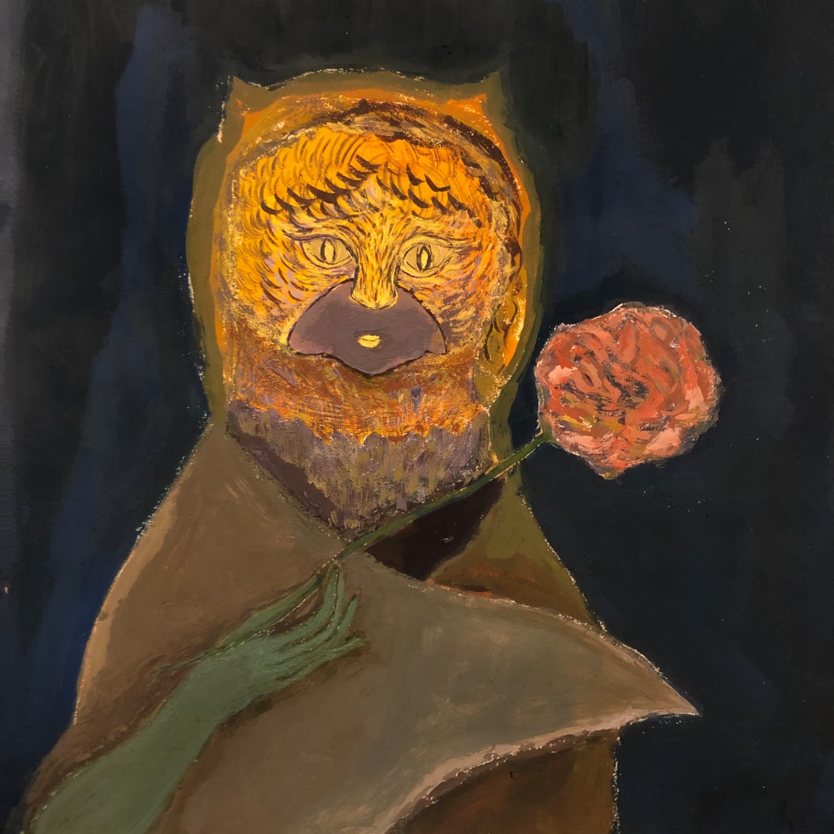 Cat with Ranunculus by Chen YiYu 