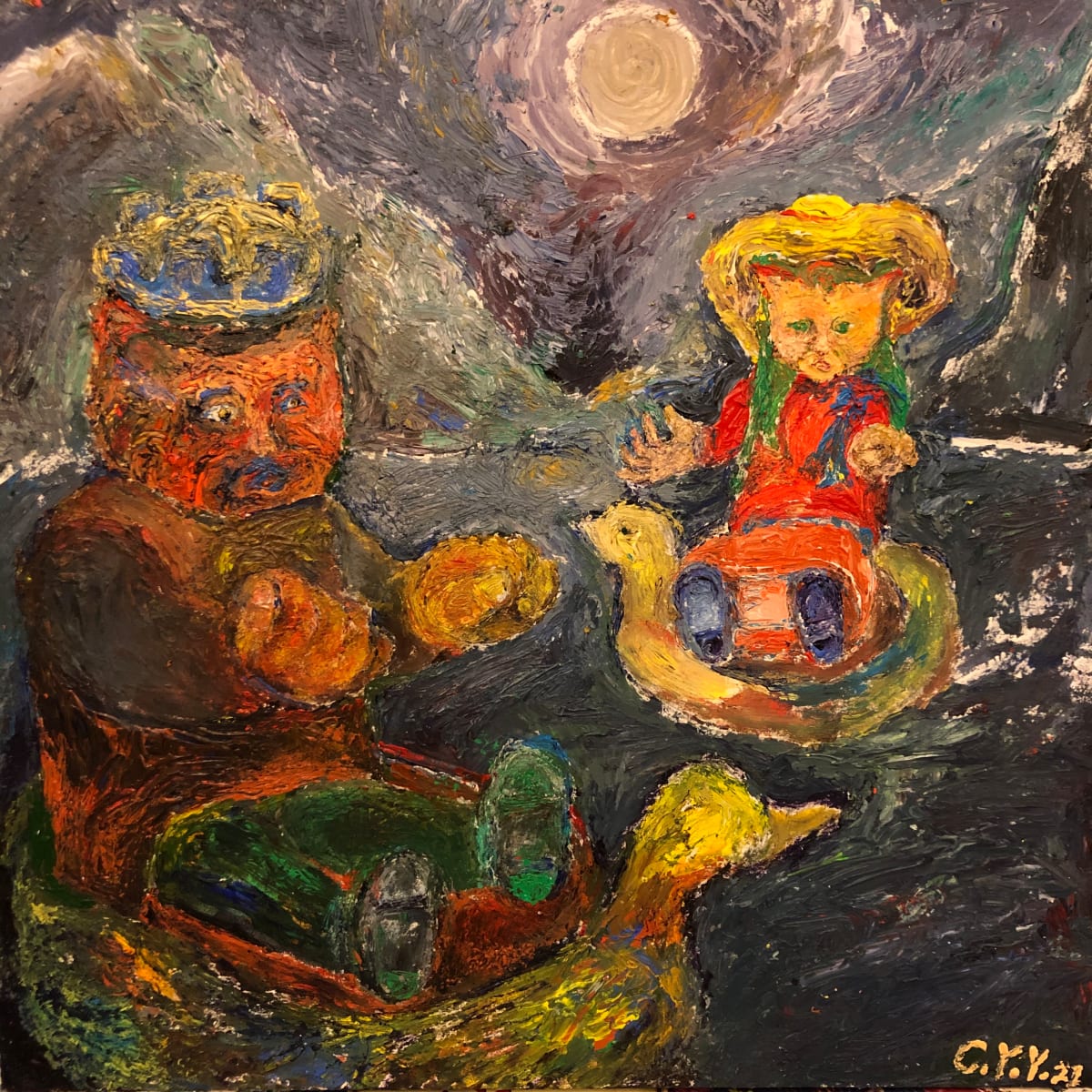 Dark Nights Cat on Rubber Boat by Chen YiYu 