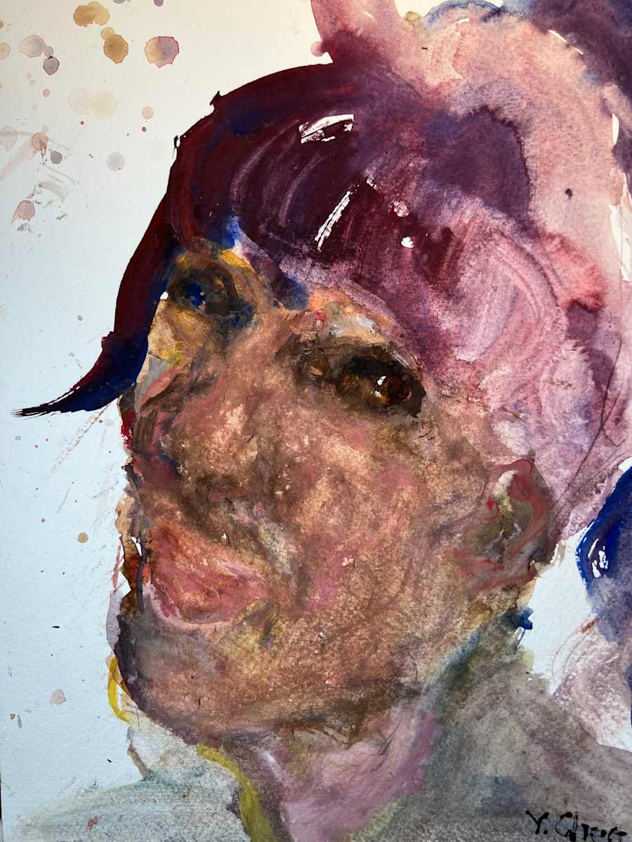 Violet Gaze by Yiyu Chen  Image: 


A study of chromatic presence.  
The purple hair exists only to ask:  
What color is a human essence?  