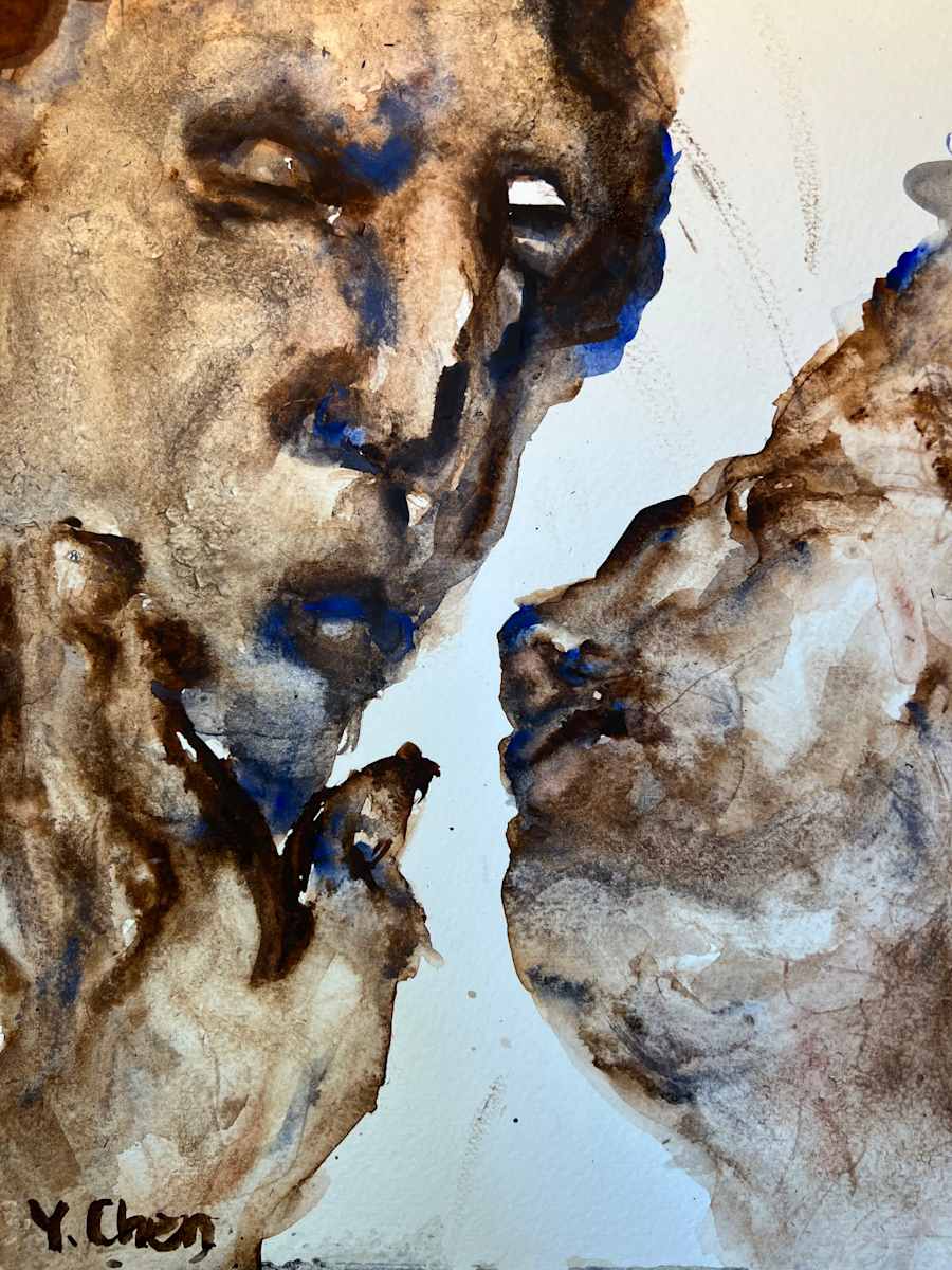 The Interval of Gods by Yiyu Chen  Image: 
A pause in the divine dialogue—  
where touch hesitates,  
and myth dissolves into pigment. 