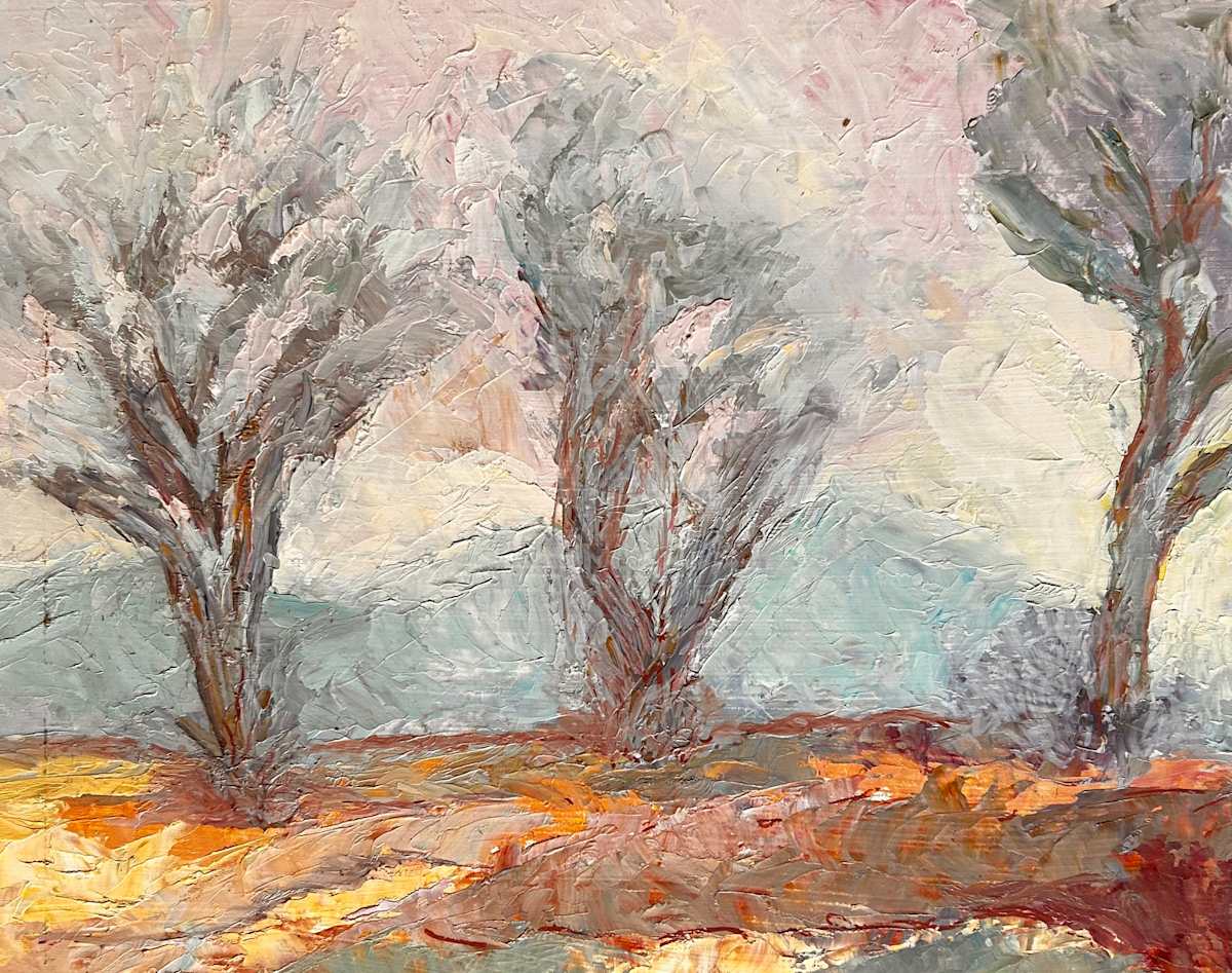 Trees in a Winter Landscape - $350 by Susan Barocas, Image 1.