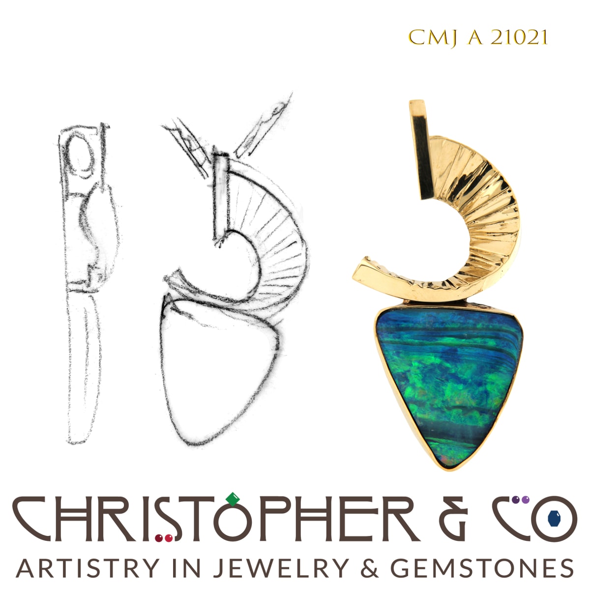 CMJ A 21021  14 Karat Gold pendant by Christopher M. Jupp. 