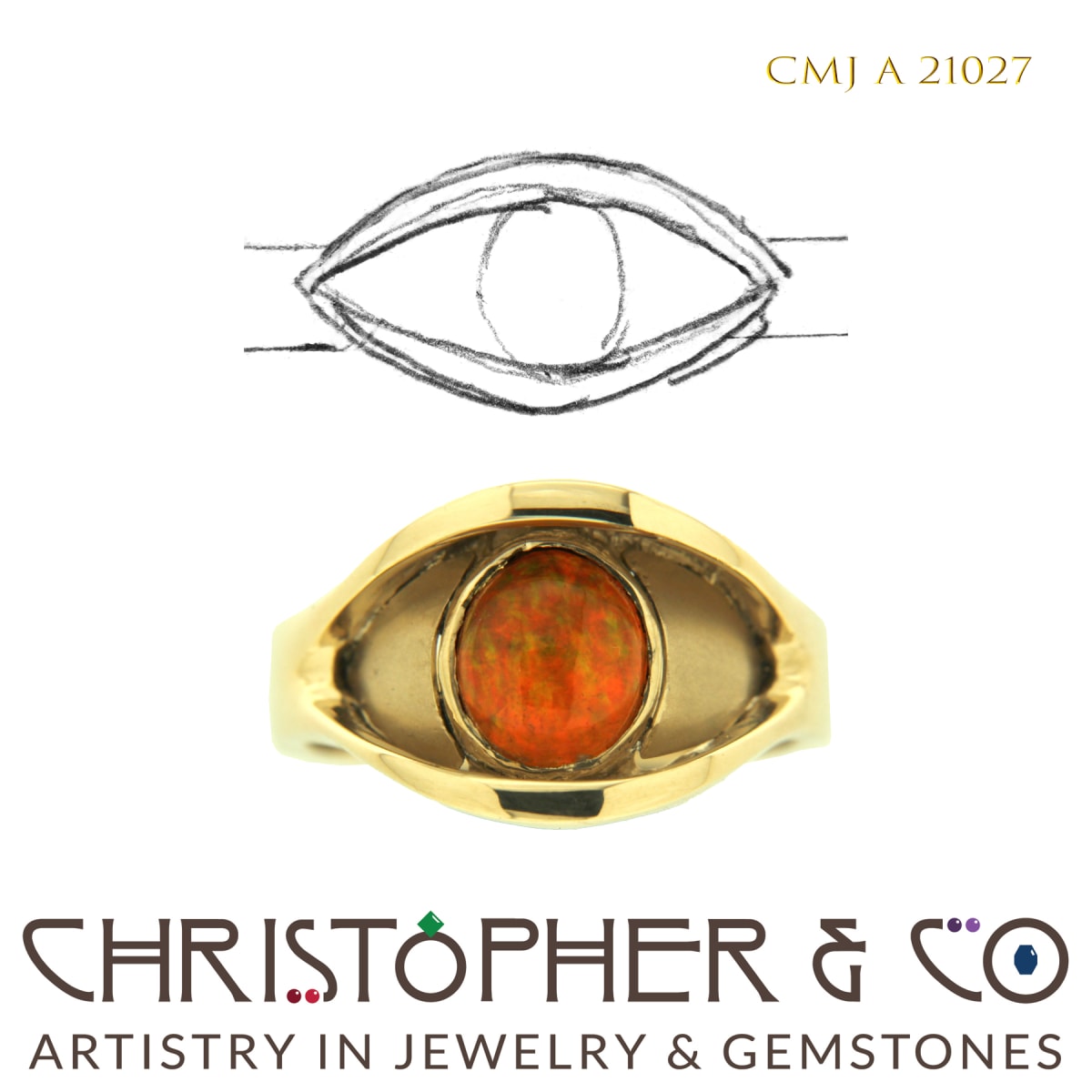 CMJ A 21027 14 Karat Gold/Mexican Opal Ring by Christopher M. Jupp 