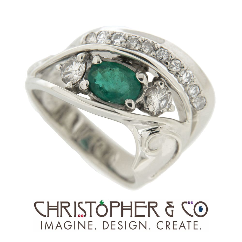 CMJ A 22006  Gold ring set with diamonds and one emerald designed by Christopher M. Jupp  Image: CMJ A 22006  Gold ring set with diamonds and one emerald designed by Christopher M. Jupp
