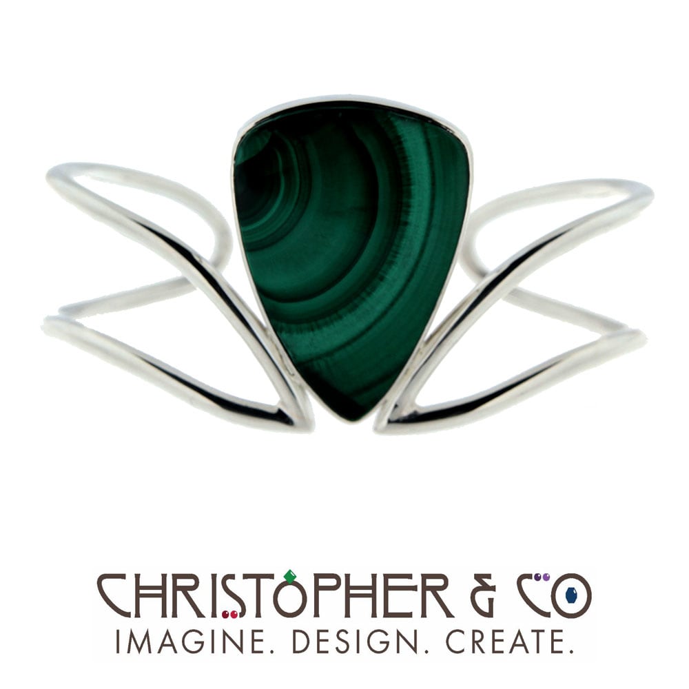 CMJ B 13141    Sterling silver bracelet set with Malochite designed by Christopher M. Jupp  Image: CMJ B 13141    Sterling silver bracelet set with Malochite designed by Christopher M. Jupp