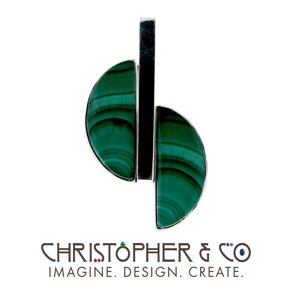 CMJ B 13142    Sterling Silver pendant set with malachite designed by Christopher M. Jupp.  Image: CMJ B 13142    Sterling Silver pendant set with malachite designed by Christopher M. Jupp.