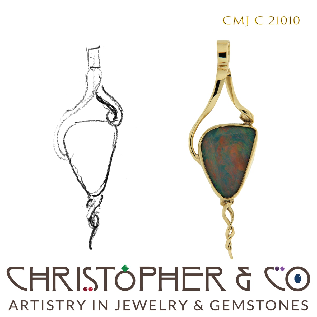 CMJ C 21010  14 Karat Gold Pendant by Christopher M. Jupp 