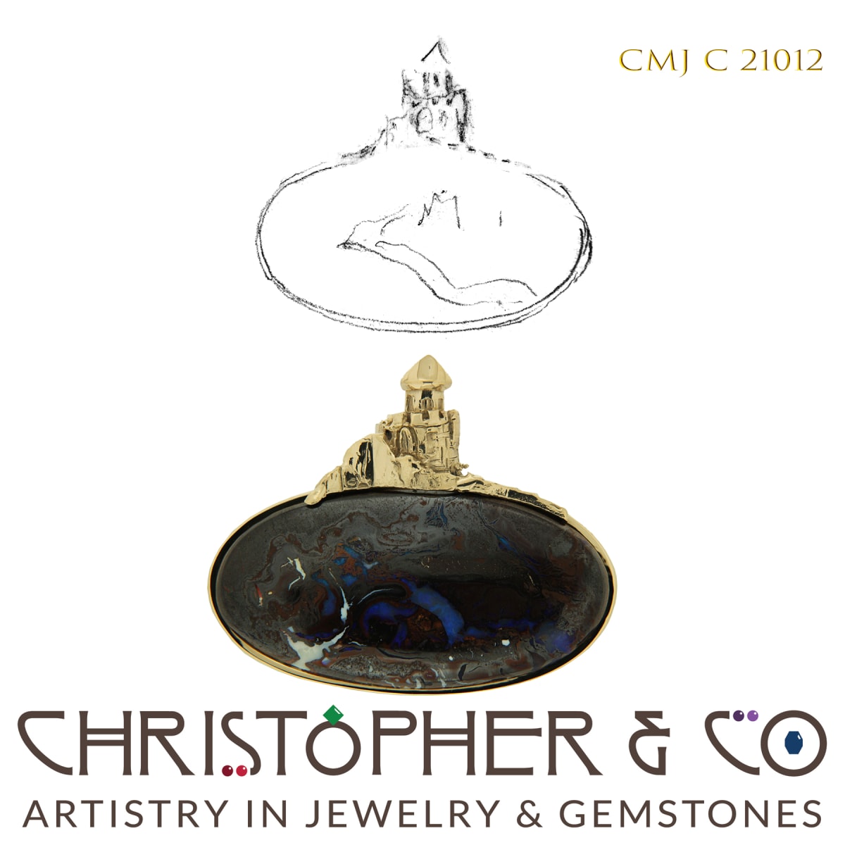 CMJ C 21012  14 Karat Gold Pendant by Christopher M. Jupp. 