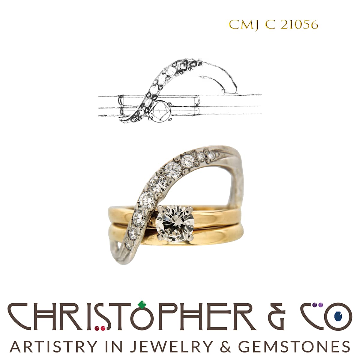 CMJ C 21056 Wedding Ring Set, Image 1.
