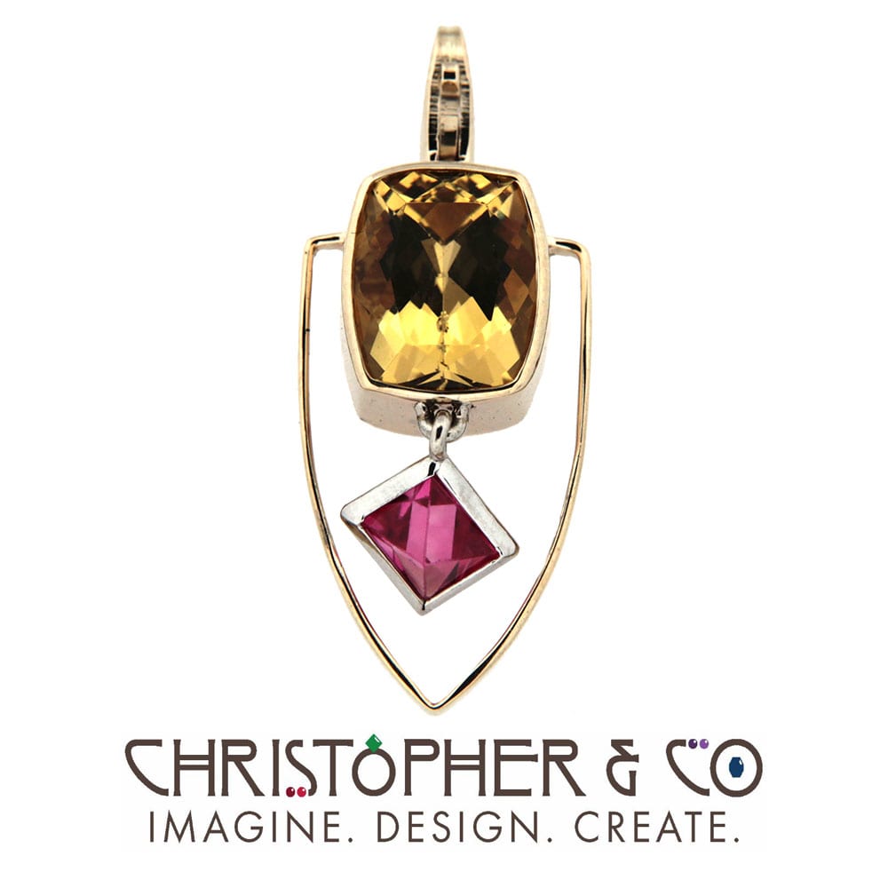 CMJ F 13114  Gold & Platinum Element set with golden beryl and Burmese spinel designed by Christopher M. Jupp  Image: CMJ F 13114  Gold Element set with golden beryl and Burmese spinel designed by Christopher M. Jupp