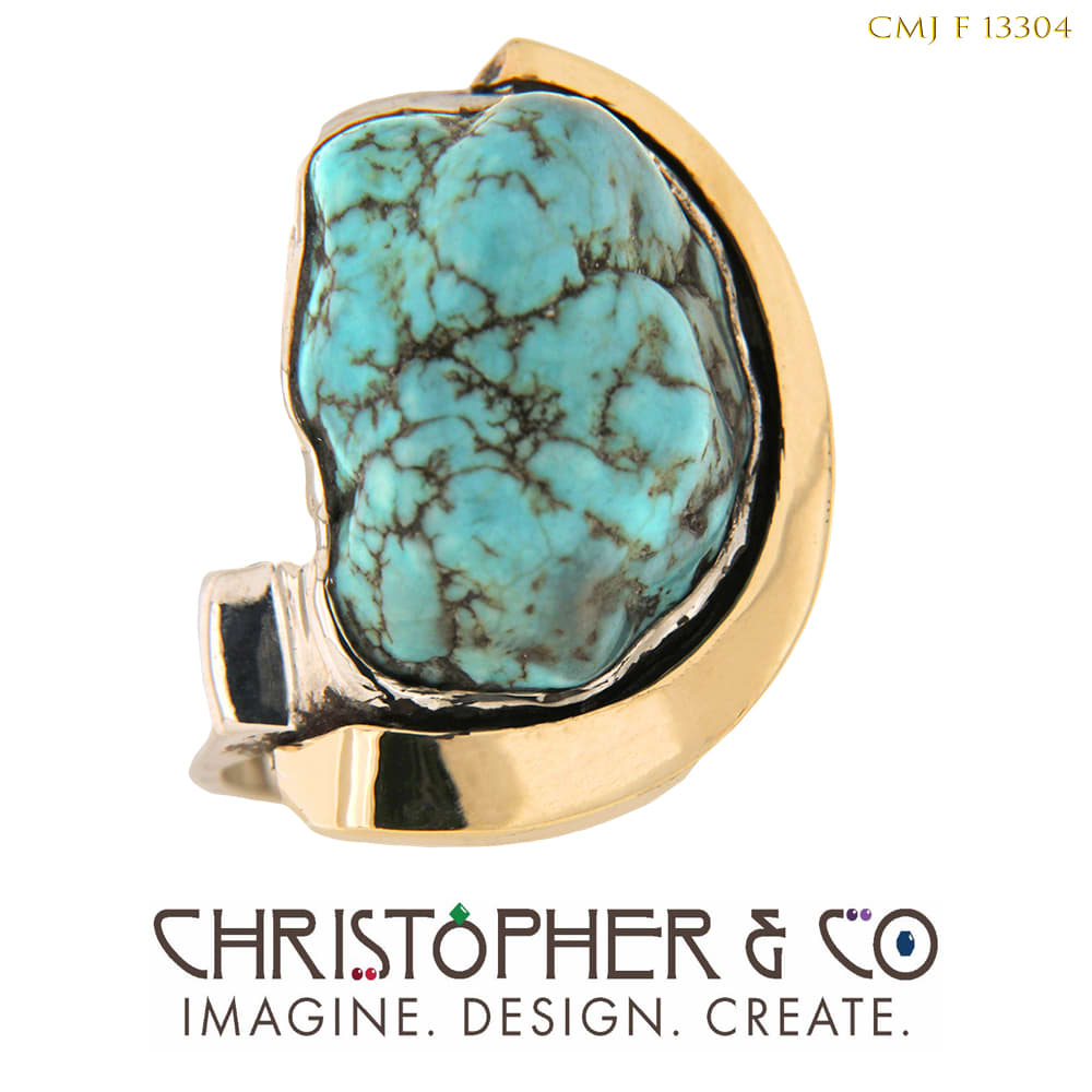 CMJ F 13304 Gold and Sterling Silver Ring designed by Christopher M. Jupp set with turquoise. by Christopher M. Jupp  Image: CMJ F 13304 Gold and Sterling Silver Ring designed by Christopher M. Jupp set with turquoise.